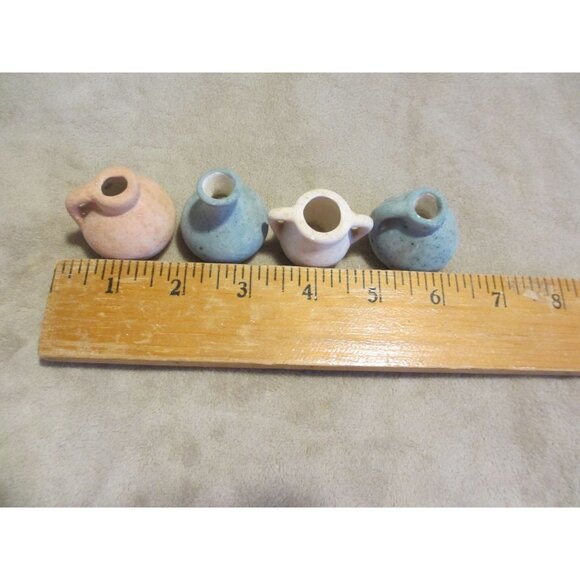 Lot of 4 Miniature Ceramic Vase In Soft Pastel Tones - Picture 3 of 3